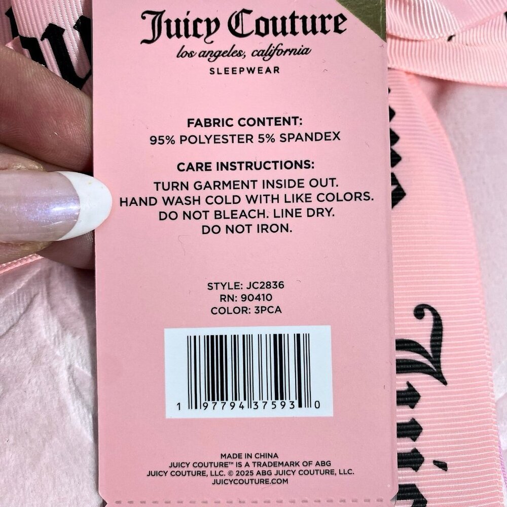 Juicy Couture Pink Top, Pants, Shorts 3 Pc PJ Sleepwear Gift Set Sz L - Picture 4 of 5